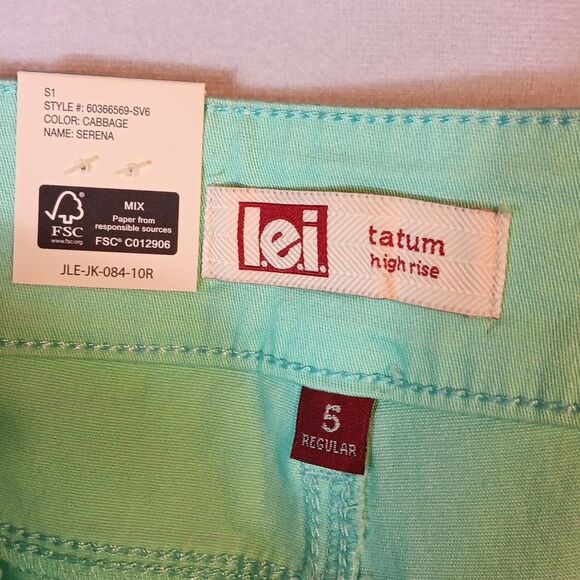 Lei Women's High Rise Mint Denim Shorts - Picture 5 of 6